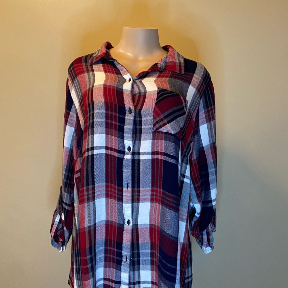 Cato Red and Black Plaid Top